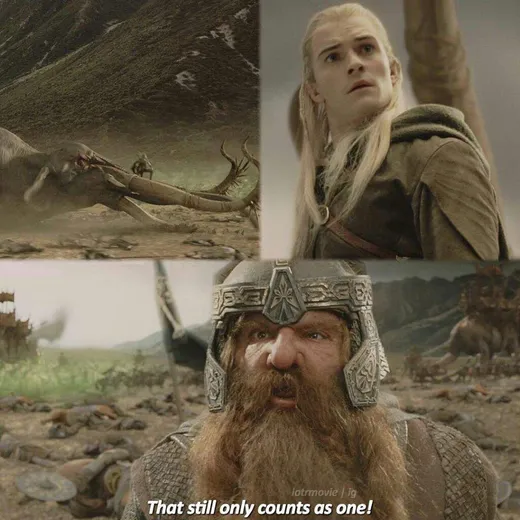 Gimli the dwarf in battle armour, looking indignant