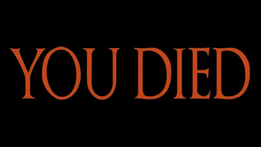 The words "You died" in red serif letters on a black background